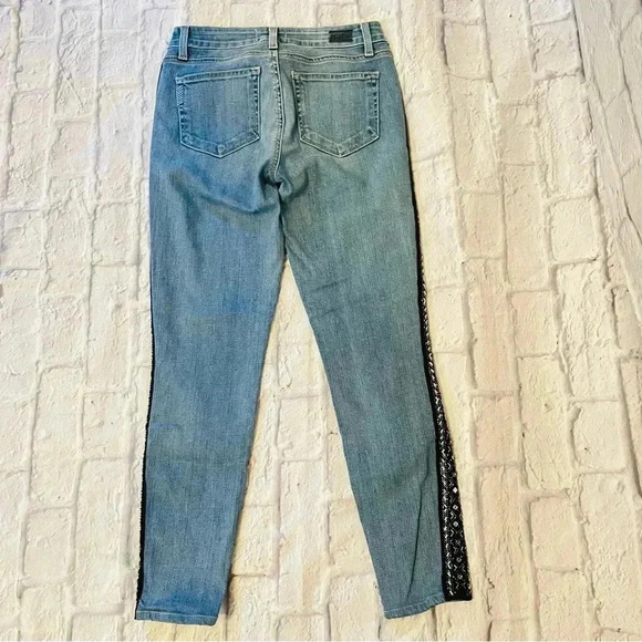 Paige Verdugo Ankle Paulinatux Embellished Skinny Jean Beaded Sides Size 27 - Picture 3 of 15
